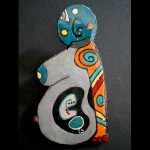 Artisan Cubist MOTHERHOOD Pregnant Woman Pin Brooch